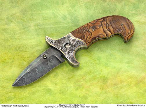 Engraved Jasper folding knife7