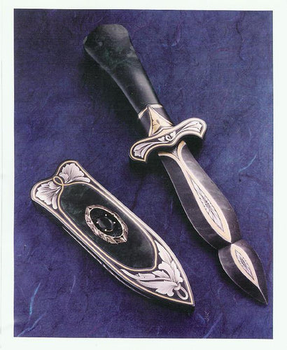 Engraved jade handled boot knife and matching scabbard2