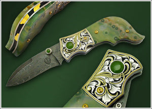 Engraved Jasper folding knife3