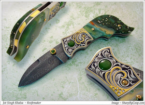 Engraved Jasper folding knife5