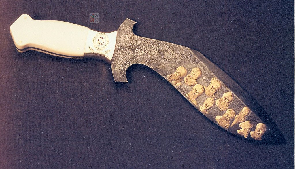 Kukhri Knife with 'Portraits' of 10 Sikh Masters