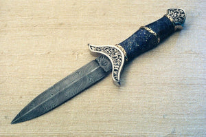 Engraved small lapis handled dagger