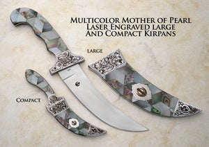 Large Diamond Shaped Mosaic Mother of Pearl Kirpans (3 colors)