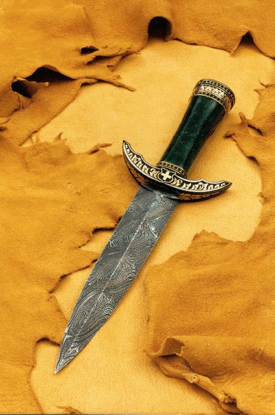 Engraved jade handled dagger