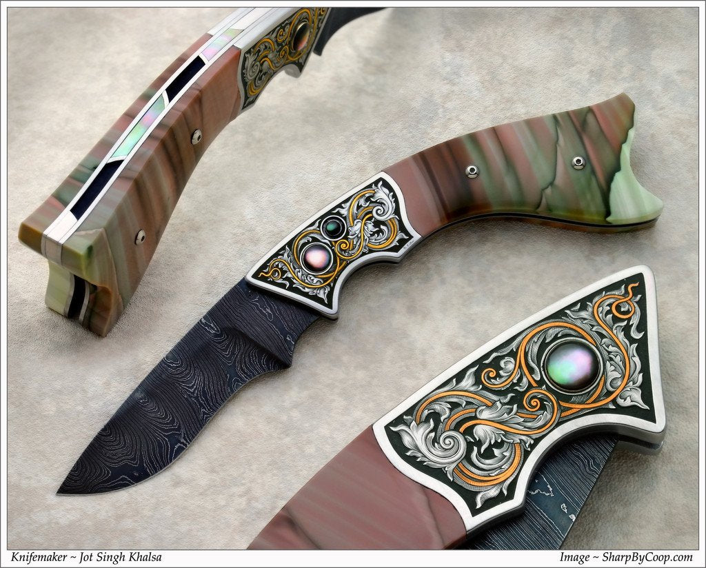 Engraved Jasper folding knife4