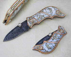 Gold quartz folding knife