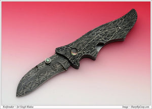 All damascus steel folding knife