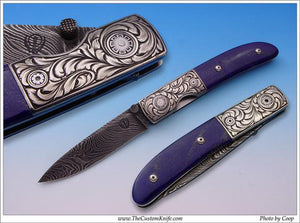 lapis handled folding knife