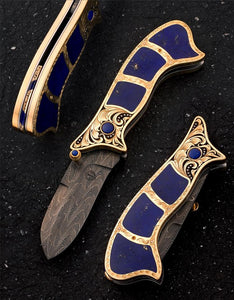 Gold lapis folding knife